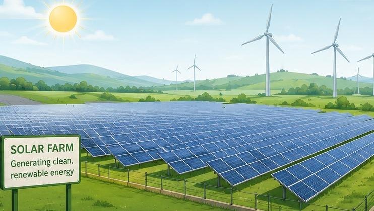 A solar farm on a renewable energy tariff